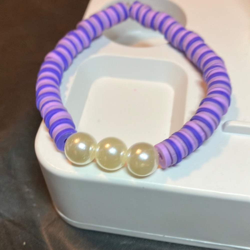 Cute handmade purple clay bead bracelet